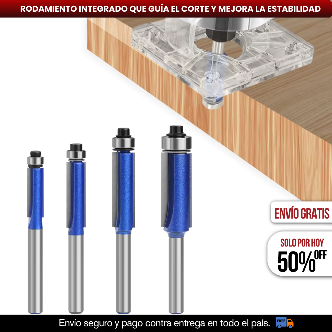 KIT X4 BROCAS FRESADORAS CON RODAMIENTO