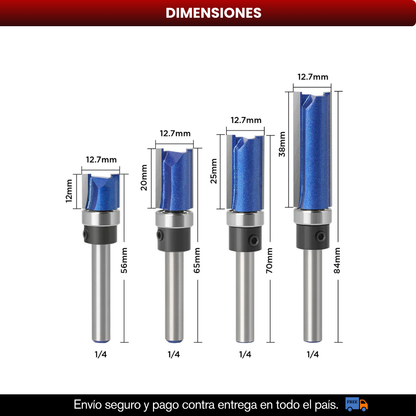 KIT X4 BROCAS FRESADORAS CON RODAMIENTO