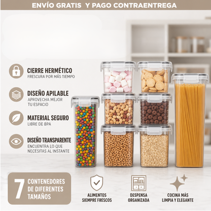 SET X7 CONTENEDORES HERMETICOS PARA ALIMENTOS
