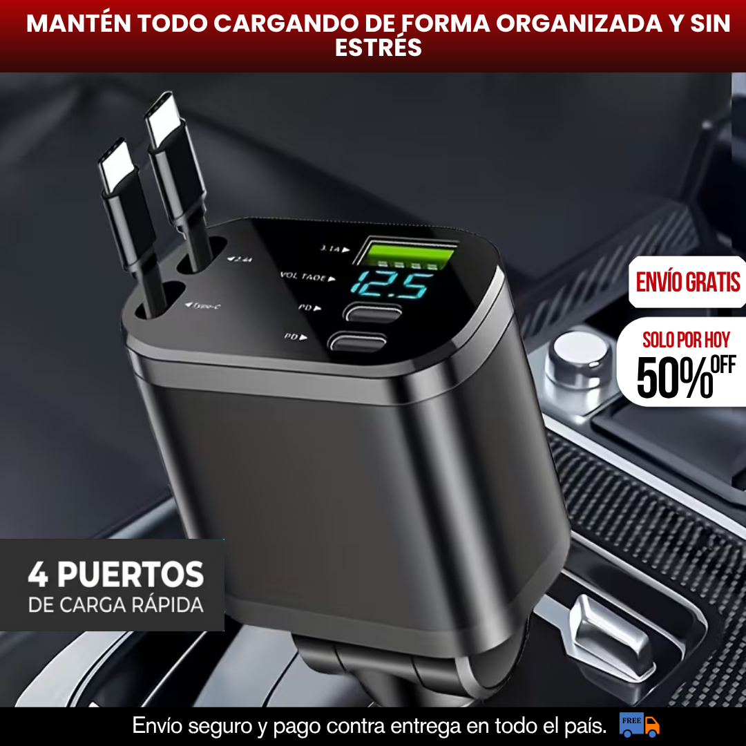 CARGADOR 4 EN 1 PARA CARRO 60W