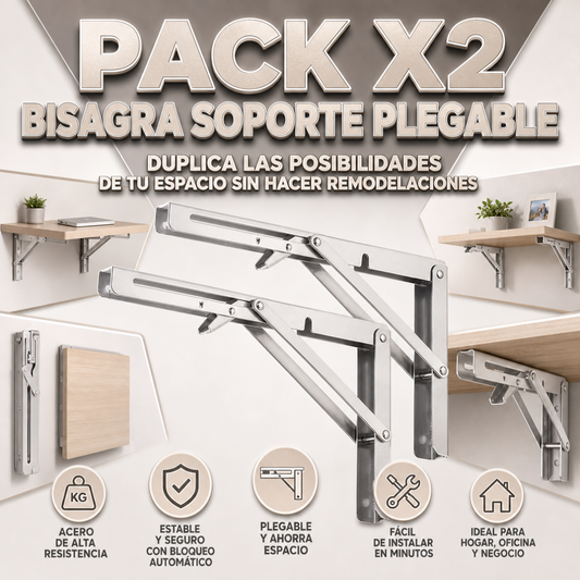 PACK X2 BISAGRA SOPORTE PLEGABLE