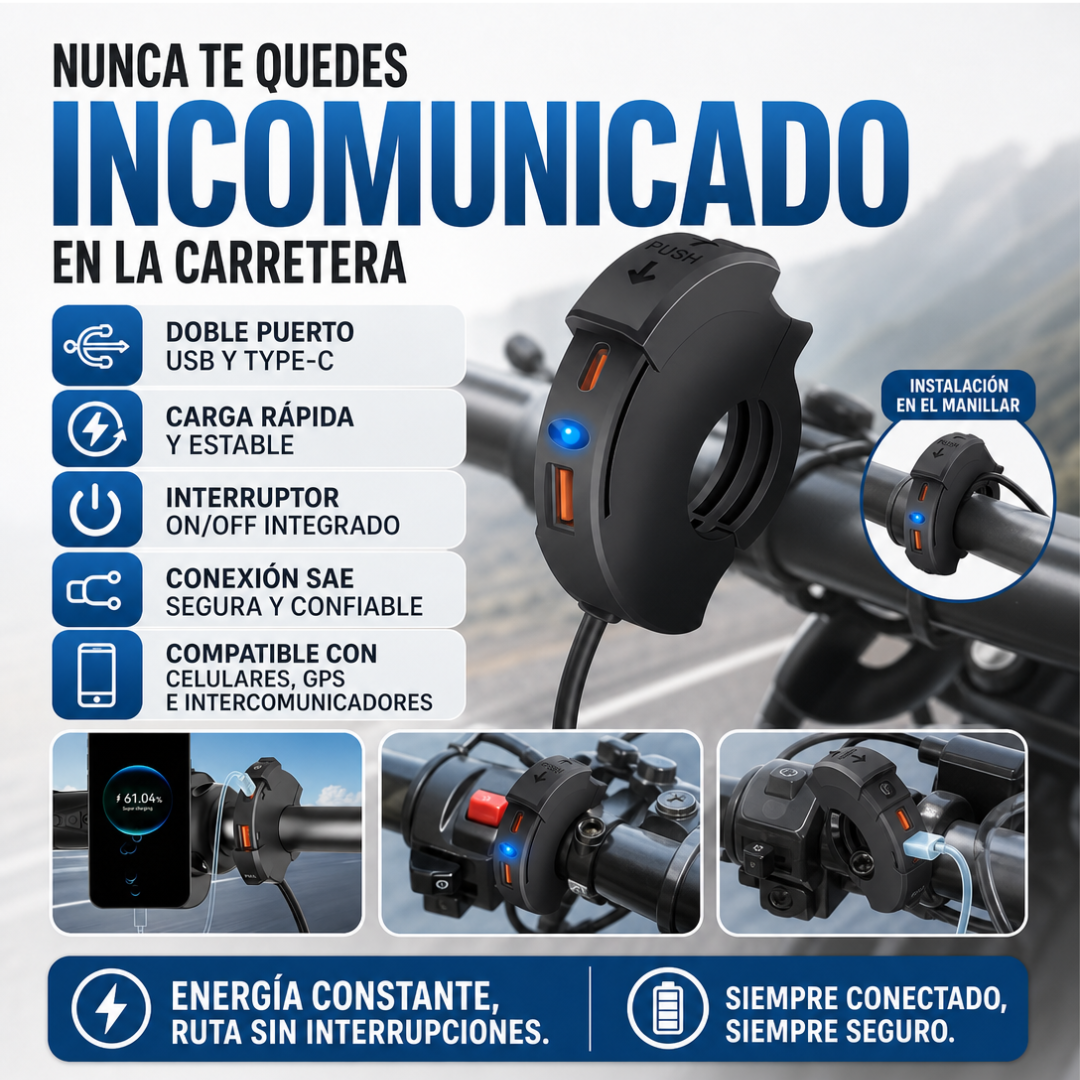 CARGADOR CARGA RAPIDA PARA MOTO