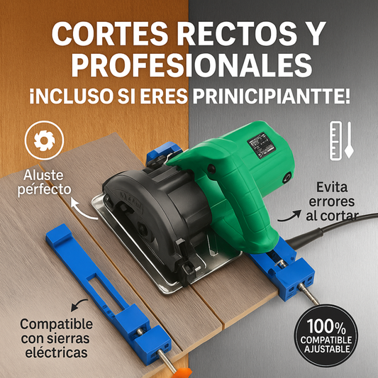 GUÍA DE CORTE UNIVERSAL AJUSTABLE + SISTEMA ANTIERRORES Y TOPES DE SEGURIDAD