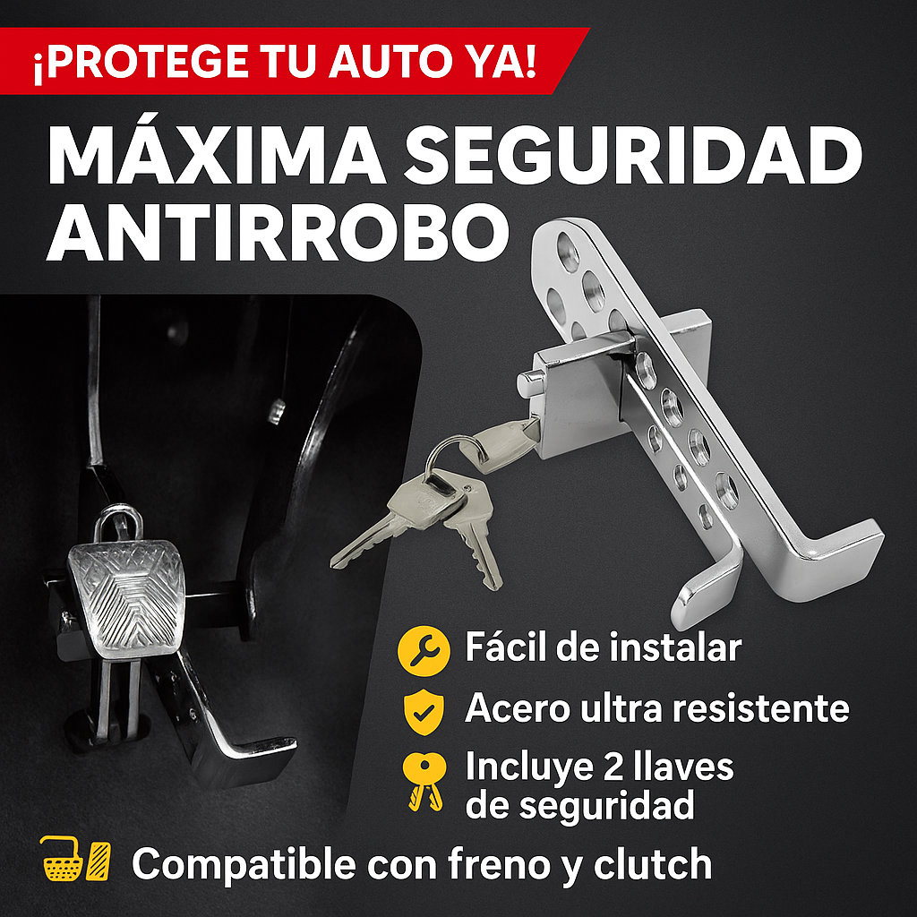SEGURO TRABAPEDAL ANTIROBO PARA CARRO