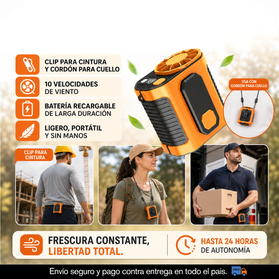 VENTILADOR PORTATIL MANOS LIBRES CON POWERBANK