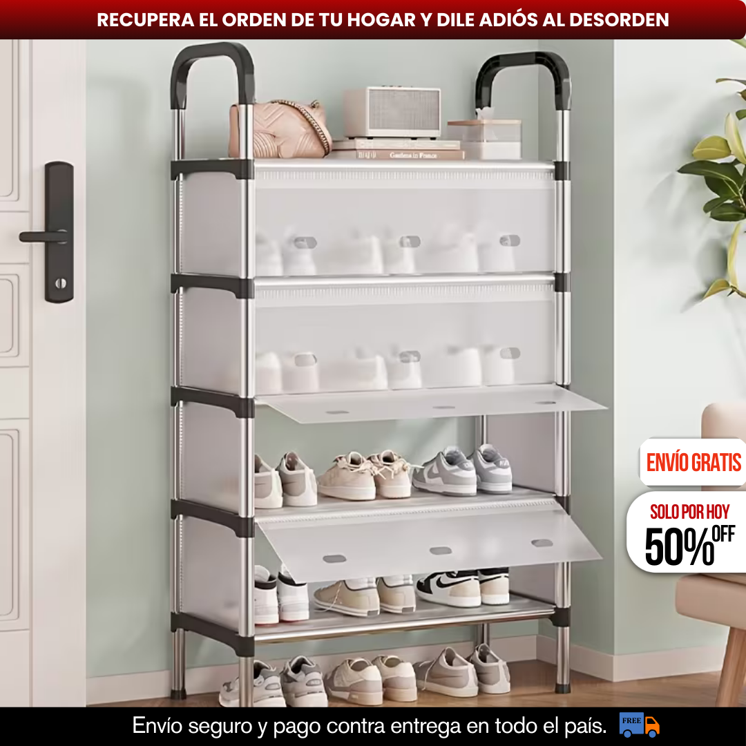 ZAPATERA 6 NIVELES CON TAPA ANTI POLVO