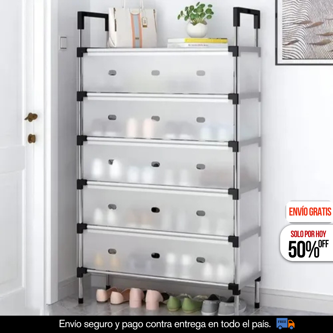 ZAPATERA 6 NIVELES CON TAPA ANTI POLVO