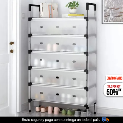 ZAPATERA 6 NIVELES CON TAPA ANTI POLVO