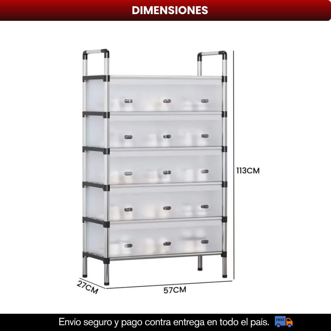 ZAPATERA 6 NIVELES CON TAPA ANTI POLVO