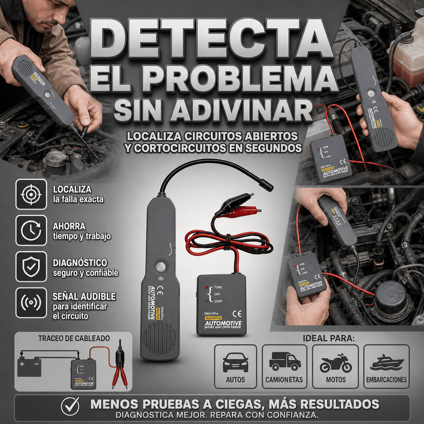 DETECTOR DE CABLES Y CORTOCIRCUITOS