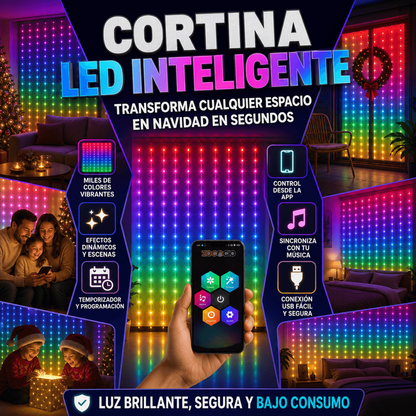 CORTINA LED NAVIDEÑA INTELIGENTE 3X2 METROS