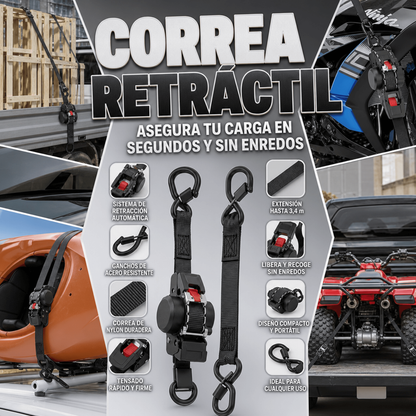 PACK X2 CORREAS DE TRINQUETE RETRACTILES 700 KG